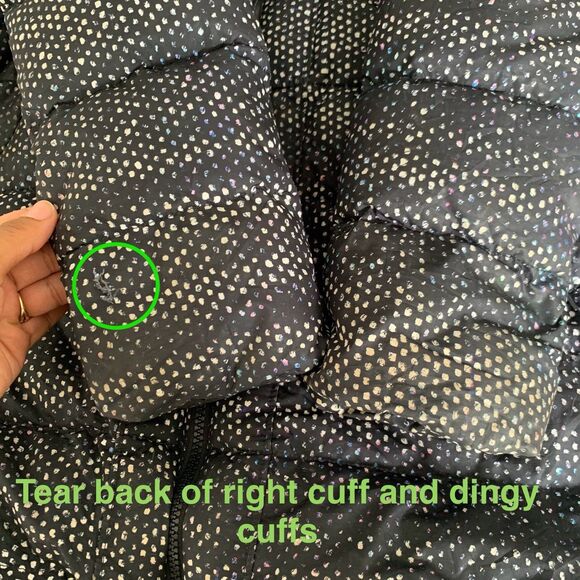 North Face Puffer Coat Transit II Women S Black Spot Speckle 550 Goose Down Hood - Picture 7 of 16